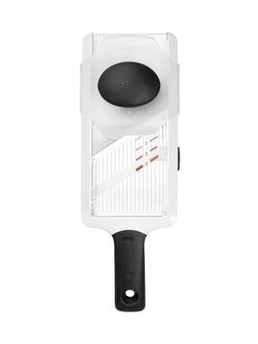 OXO White and Black Mandoline Slicer with Safety Hand Guard
